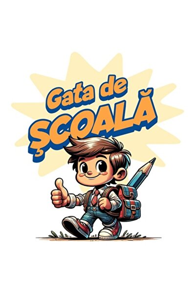 OEM Autocolant adeziv - Băiat gata de școală (bordură albă), vinil PVC, 10 cm