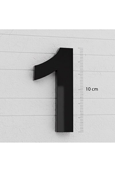 Aras Vizyon Tasarım Kapı Numarası 10 cm NO 1 - 3mm Parlak Siyah Pleksi Yapışk...