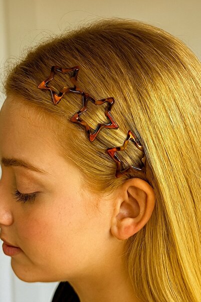 TAKIŞTIR Set of 3 Leopard Patterned Star Shaped Side Buckles