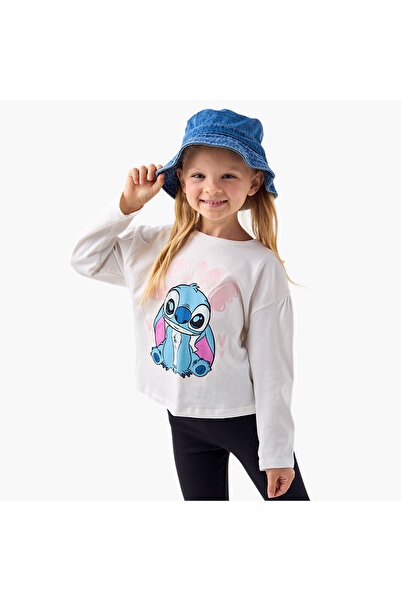 Disney Stitch Print T-shirt with Long Sleeves
