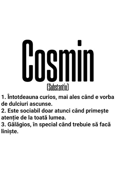 OEM Αυτοκόλλητο με το όνομα Cosmin, αστείο μήνυμα: Περίεργος, Κοινωνικός, Θορ...