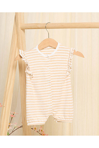 REDTAG Baby White And Ecru Printed Romper Suit Set (Pack of 2)