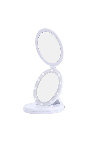 OEM Eclipse Foldable Cosmetic Mirror with LED and 5x Magnifier, White
