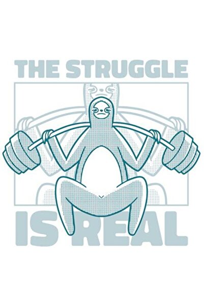 OEM Autocolant „Lupta este reală” - Animal leneș care ridică greutăți, sală d...