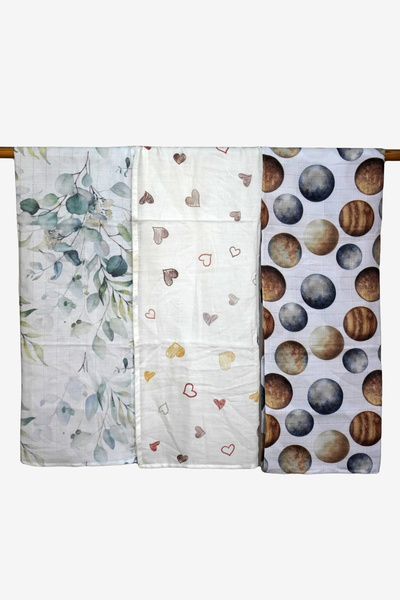 Mimiko Muslin Blanket 2 Layers 100% Organic Cotton Ultra Soft Breathable Baby & Kids Blanket 50X100 3-Pack