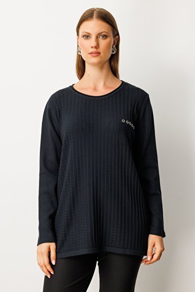 ON Women's Plus Size Pocket Stone Knitwear Sweater 65354 Black