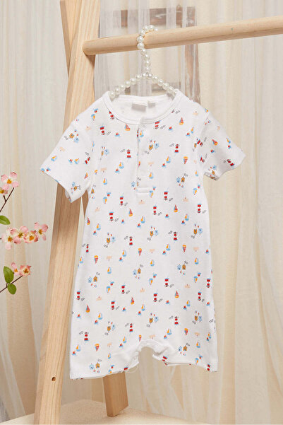 REDTAG Baby Blue And White Printed Bodysuit Set (Pack Of 2)