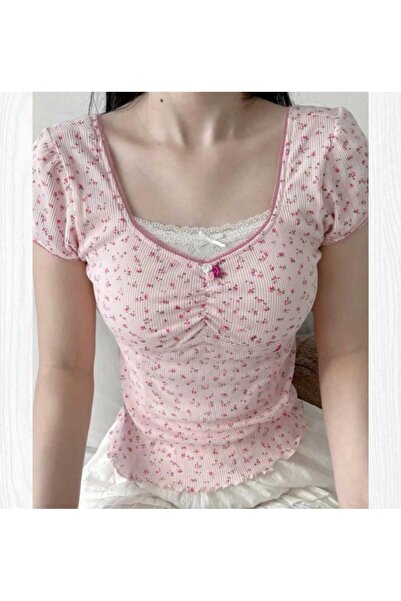 İsra Ayyıldız Moonstar Collection Κοντό μανίκι με λουλουδάτο σχέδιο Lolita Y2...