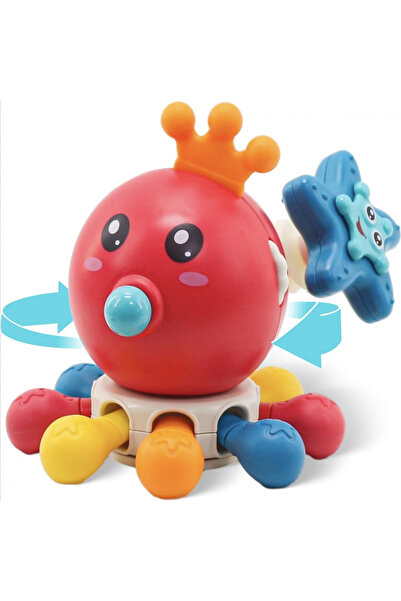 Krista Jucărie senzorială interactivă cu 10 activități pentru puiul de caracatiță Royal Octopus, roșie