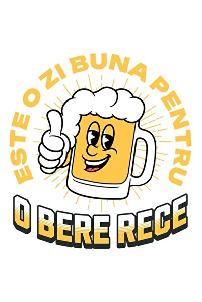 OEM Стикер - Весела халба за бира, "Денят е добър за студена бира", PVC винил...