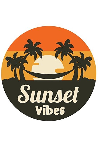 OEM Autocolant cu vedere la apus „Sunset Vibes” – Palmier tropical Hawaii, mu...