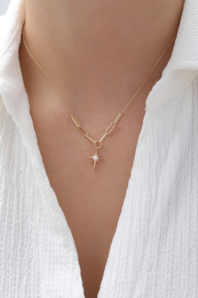 YAVUZ KUYUMCULUK 14 Ayar Altın Ataş Zincir Kuzey Yıldızı Kolye