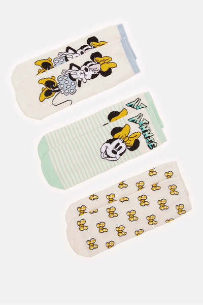 REDTAG Senior Girls Assorted Minnie Mouse Ankle Socks Set (Pack Of 3)