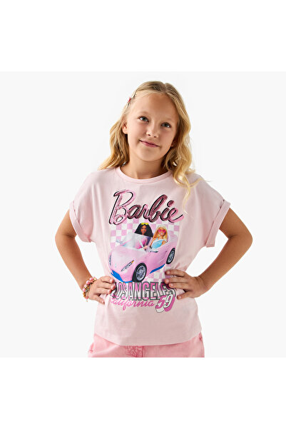 mattel Barbie Print T-shirt with Extended Sleeves