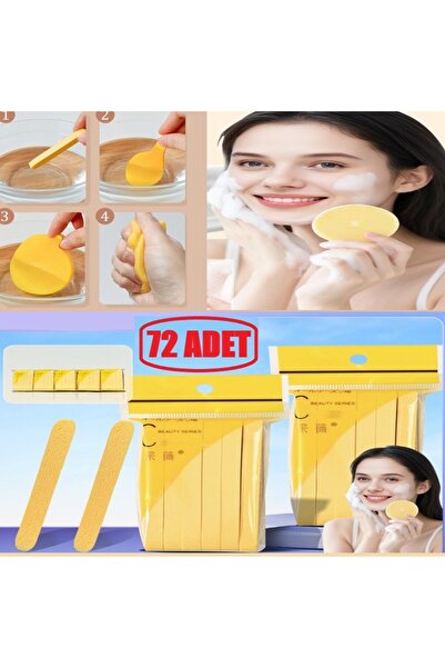 SİNKA Sıkıştırılmış Sünger 72 Adet Makyaj Temizleme Süngeri Suda Şişen