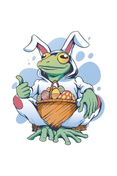 OEM Autocolant cu broască, costum, iepure, Paște, coș, ouă, borduri albe, vin...