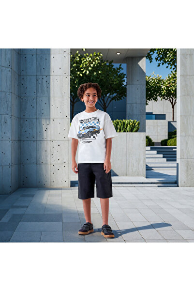 mattel Hot Wheels Print Crew Neck T-shirt with Short Sleeves