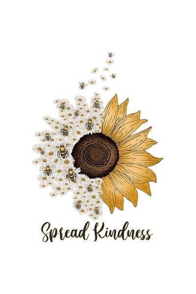 OEM Стикер с пчели и цветя - "Разпространявайте доброта" - PVC винил, 28 см, ...