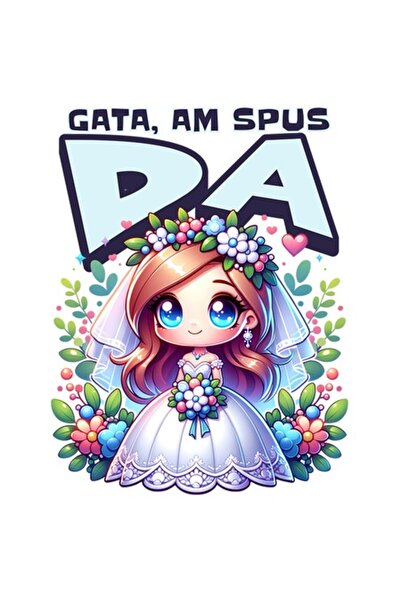OEM Autocolant cu textul „Am spus da” în rochie de mireasă, margini albe, vin...