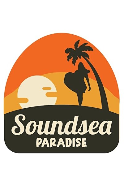 OEM Autocolant vinil PVC cu palmier apus de soare 'Soundsea Paradise' siluetă...
