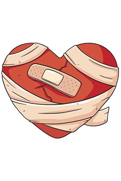 OEM Autocolant personalizat - Inimă franceză frântă cu bandaj, margini albe, ...