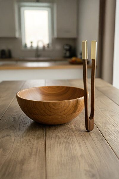 Kitchen Life Clești cu mâner din salcâm cu vârf din silicon, rezistenți la căldură, pentru servire și pentru toasturi