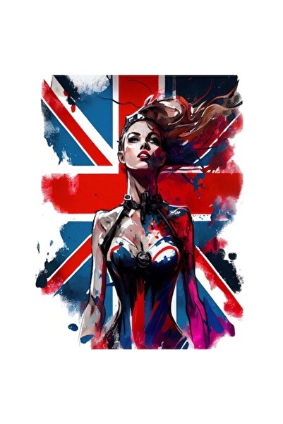 OEM Autocolant cu portret de fată supereroină, steag SUA, multicolor, bordură...