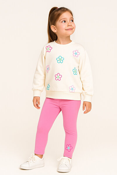 Erol طقم سويت شيرت وبنطلون ضيق بنقشة زهور للفتيات من ATABAY 194-10-25 – مزيج ...
