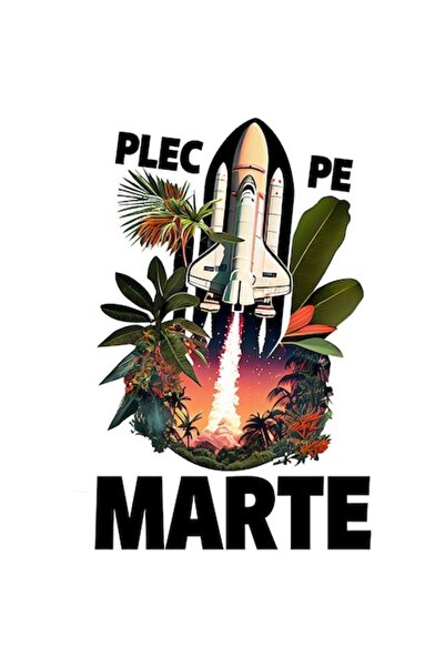 OEM Autocolant lansare rachetă „Plecare spre Marte” multicolor cu margini alb...