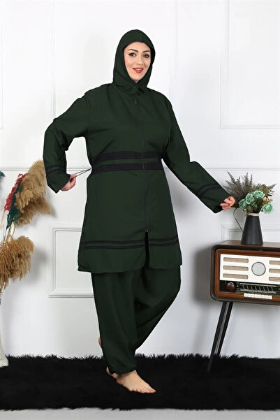 alfa expres Clothing Plus Size Hijab Swimwear Khaki