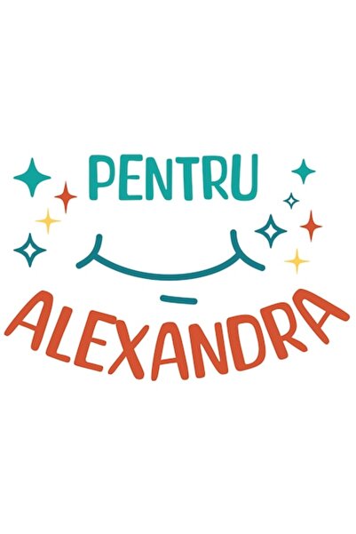 OEM Autocolant „Zâmbet larg” cu stele și text pentru Alexandra - vinil PVC, b...
