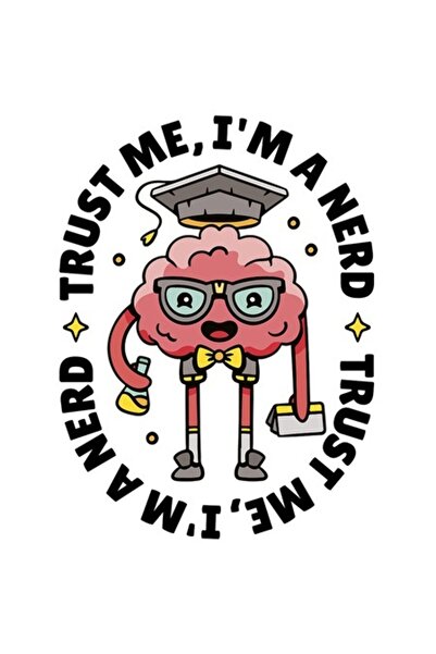 OEM Autocolant amuzant „Trust Me I'm A Nerd” din vinil (PVC) cu margini albe,...