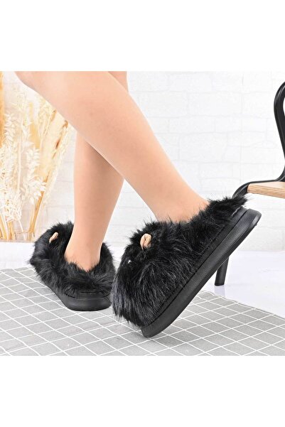 Tmall Women's Slippers, Fluffy with Capybara, Furry, TM1PD1053, Black