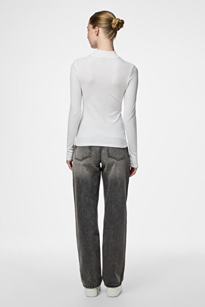 PIECES Γυναικείο φούτερ με μακρυμάνικο φερμουάρ από οργανικό βαμβάκι με ριμπ υφή – σε κιτ