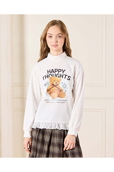 REDTAG Senior Girls White High Neck Twofer Top