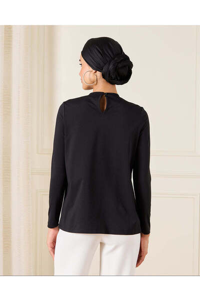 REDTAG Women Black Long sleeve Pleated Detailed Blouse