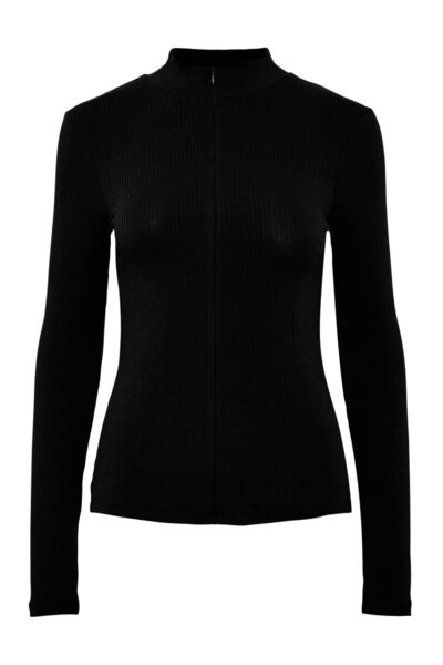 PIECES Γυναικείο φούτερ με μακρυμάνικο φερμουάρ από οργανικό βαμβάκι με ριμπ υφή – σε κιτ