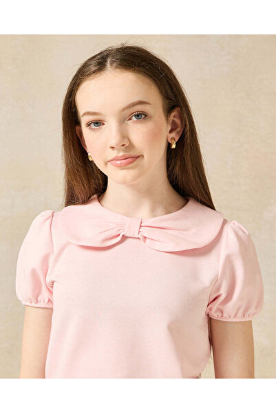 REDTAG Senior Girls Pink Peter Pan Collar Top