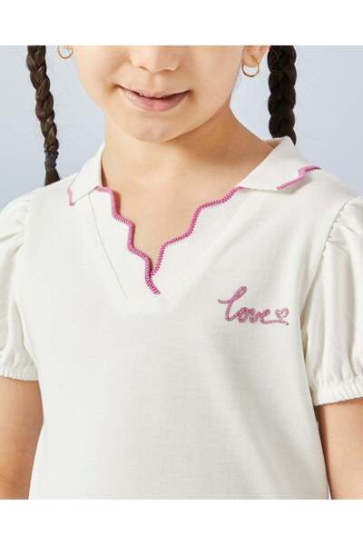 REDTAG Girls White Collared Casual Top