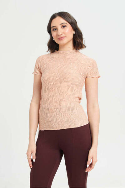 REDTAG Women Pink Textured Jersey Top