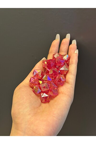 Gönülden Tasarım Комплект от 25 кристални кубчета от пластмаса, 1 см, розови