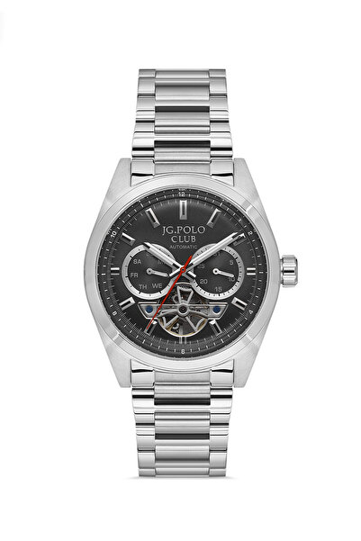JG. Polo Club ساعة رجالية أوتوماتيكية (بدون بطارية)، وظيفية، أسود-فضي، هيكل و...