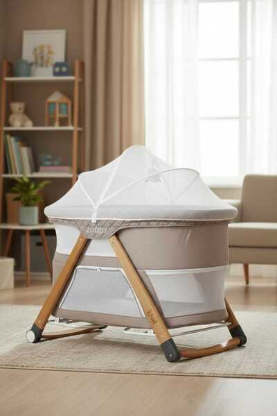 Kiwi Zoody 3 in 1 Bebek Beşiği – Portatif, Sallanabilir, Anne Yanı ve Oyun Parkı Özellikli Beşik