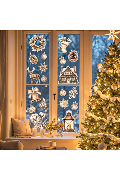 Baskı Madeni Yılbaşı Temalı Karlı Şehir, Evler Kardan Adam Christmas Cam, Duv...