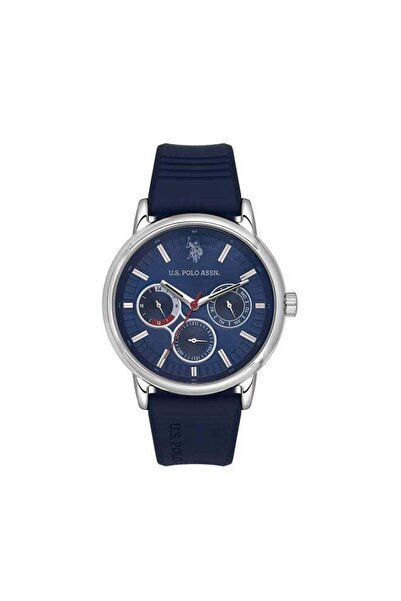 U.S. Polo Assn. Crossing 44mm Multifunction Men's Watch with Blue Dial & Rubber Strap