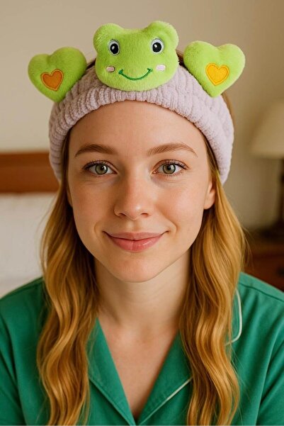 TAKIŞTIR Bandă de păr de pluș cu figură de broască de culoare liliac și verde