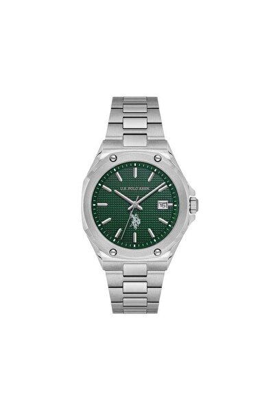 U.S. Polo Assn. Novelties Green Dial Silver Stainless Steel Bracelet Analog W...