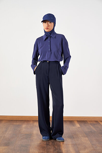 Mevra Palazzo Pants Navy Blue