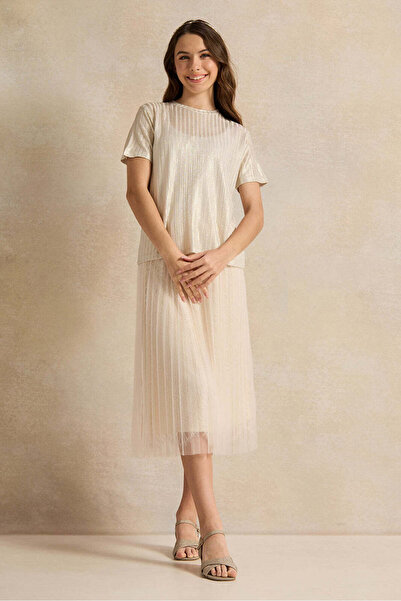 REDTAG Senior Girls Gold Ribbed Top