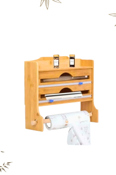 Penthouse Bamboo Stretch and Foil Cutter, Paper Towel Holder, 4 in 1 Bamboo Stretch Cutter